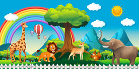 卡通森林动物背景墙