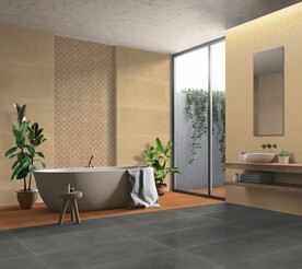 现代意式 主卫瓷砖岩板效果图