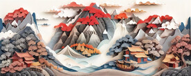 浮雕山水画