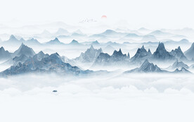 新中式最新水墨山水画背景墙