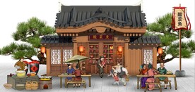 古代市井酸菜鱼背景墙壁画