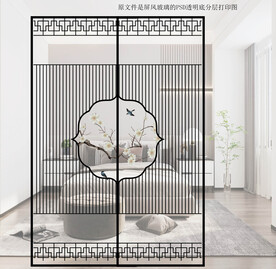 高清分层透明底推拉门打印图