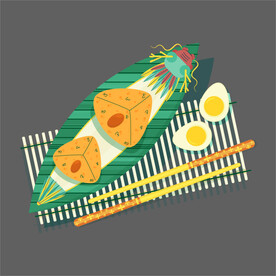 端午节龙舟粽子插画素材