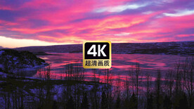 远山晚霞森林美景