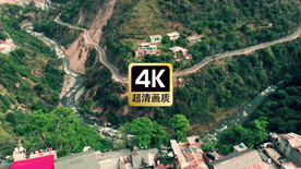 山间峡谷河流民居建筑美景