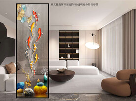 高清分层透明底屏风玻璃打印图