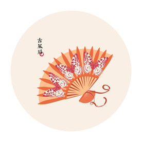 古风扇子国潮折扇插画