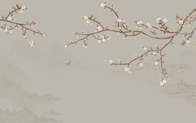 新中式工笔花鸟画电视背景墙