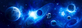 蓝色星球太空黑洞宇航员宇宙背景