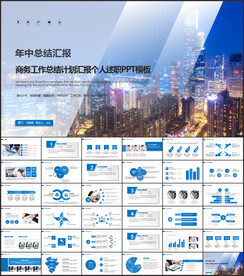 蓝色商务年终汇报PPT模板