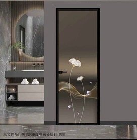 高清分层透明底平开门打印图