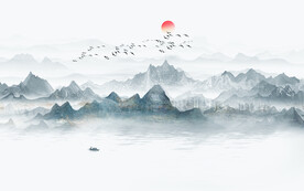 抽象意境水墨山水画