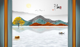 大理石纹山水背景墙