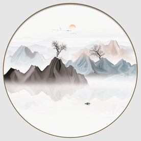 抽象水墨山水画