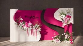 玫红撞色婚礼su模型