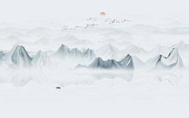 抽象水墨山水画