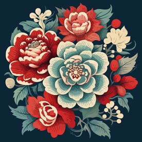 中国风矢量花卉图案