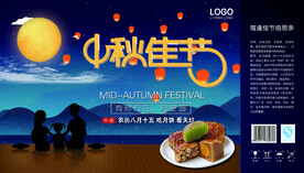 中秋佳节月饼包装盒平面展开图