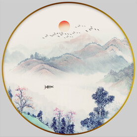 圆形水墨画