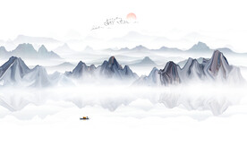 新中式抽象水墨山水画