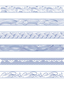 海浪波浪中国花纹理背景矢量素材