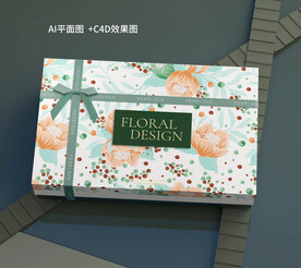 C4D高档护肤品茶叶礼盒图片