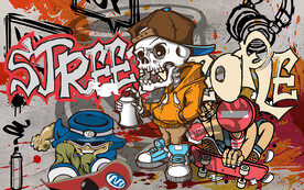 水泥墙街头涂鸦创意工装背景墙