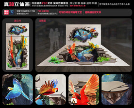 鹦鹉立体画