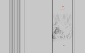 现代简约山水意境背景墙
