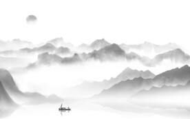 极简 灰色中式山水 Tif分层