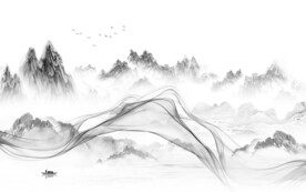 高雅 清晰灰色山水 Tif分层