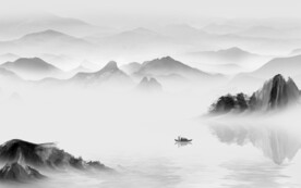 高端 清晰灰色山水 Tif分层