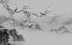 现代 清晰灰色山水 Tif分层