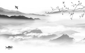 大气 灰色中式山水 Tif分层