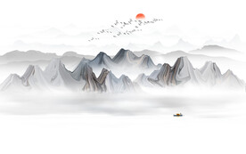 抽象水墨山水画背景墙