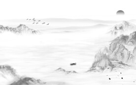 简约 淡雅灰山水画 灰色山水画