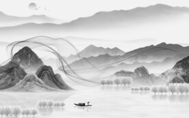 新品 现代灰山水画 TIF分层