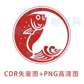 圆形鱼纹矢量图案