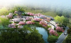 中式游园鸟瞰效果图