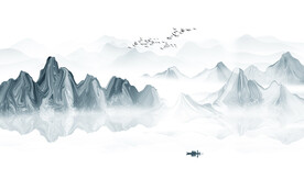 新中式意境抽象水墨山水画