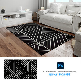 欧式黑色几何线条地毯