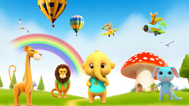 卡通动物乐园背景墙