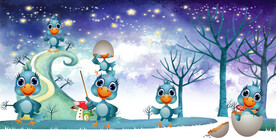 卡通小鸟背景墙