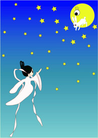 中秋节卡通嫦娥奔月插画