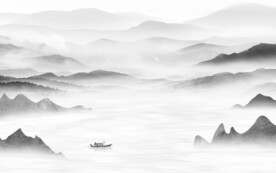 高清 极简灰色山水 TiF分层