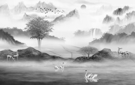 高档 极简灰色山水 TiF分层