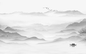 人气 极简灰色山水 TiF分层