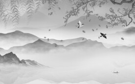 中式 灰色高清山水 TiF分层