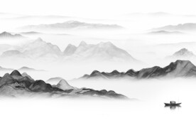 人气 简奢灰山水画 Tif分层