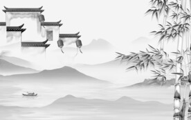 高雅 高档灰山水画 TiF分层